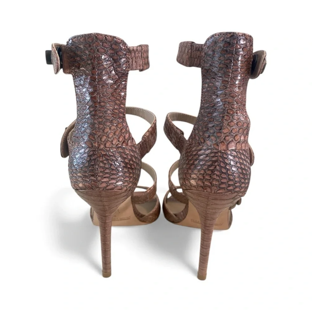 ✨ Leon Max Nude Snakeskin Strappy Heels – Size 8 (EU 38.5)